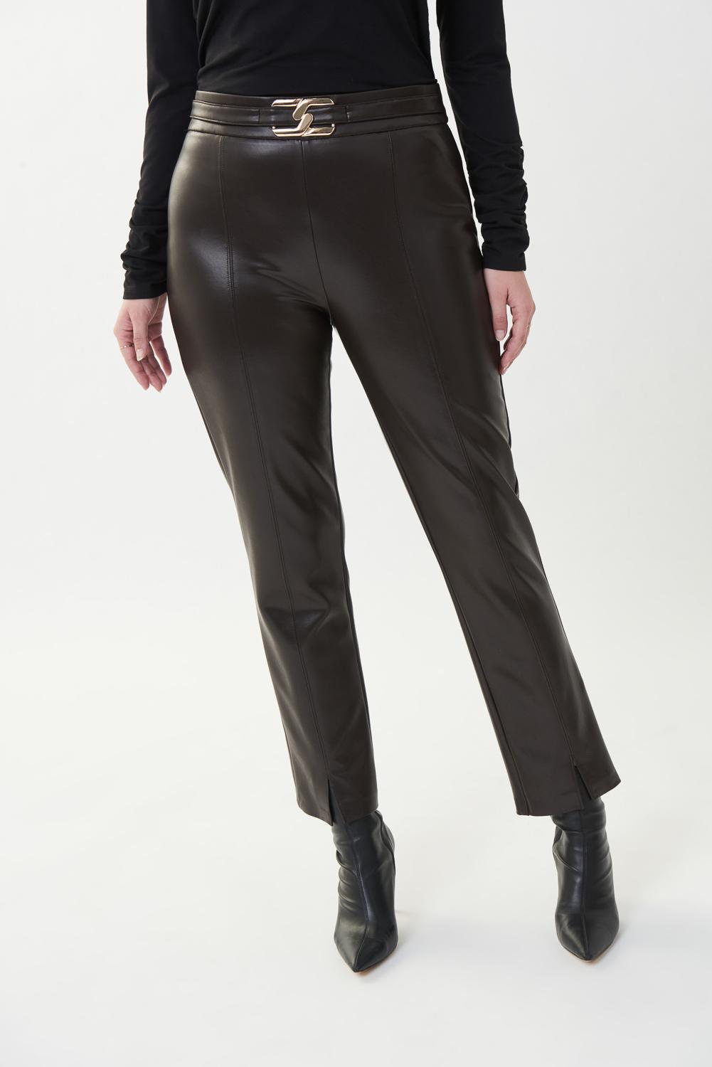 Joseph Ribkoff Black Faux-Leather Panel Leggings Style 233012