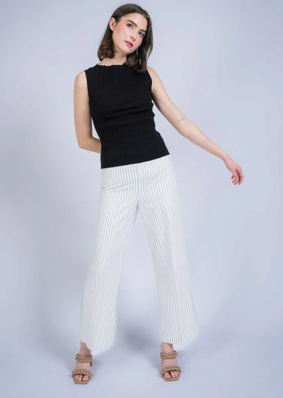 Double Pinstripe 28" Wide Leg Pant Lisette L