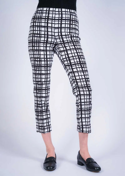 Black & White Grid Print 25" Thinny Crop Pant Lisette L