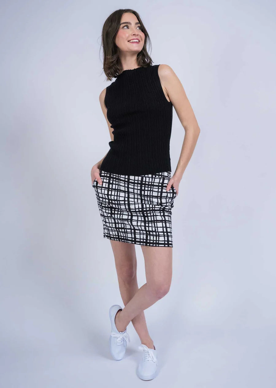 Black & White Grid Print 18" Skort Lisette L