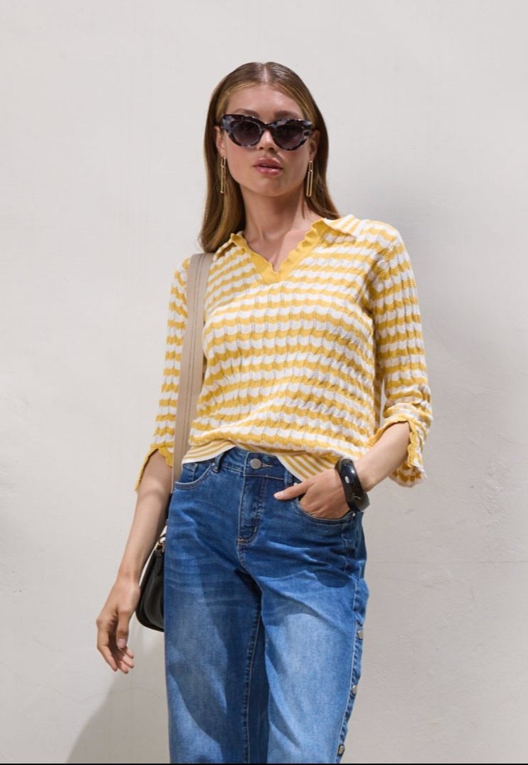 3/4 Sleeve Polo Sweater French Dressing Jeans