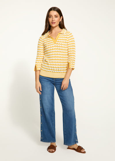 3/4 Sleeve Polo Sweater French Dressing Jeans