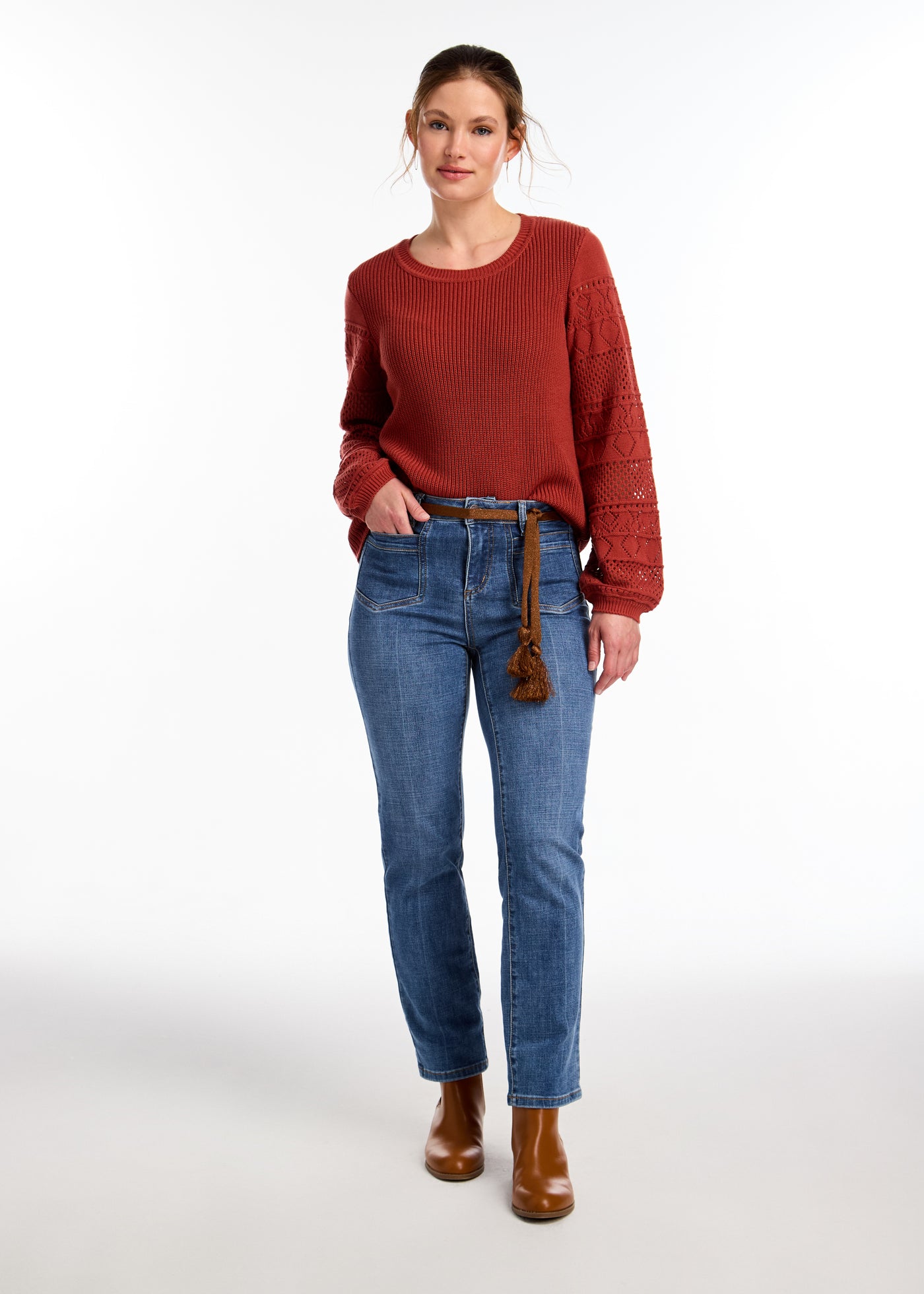 Long Sleeve Pointelle Sweater French Dressing Jeans