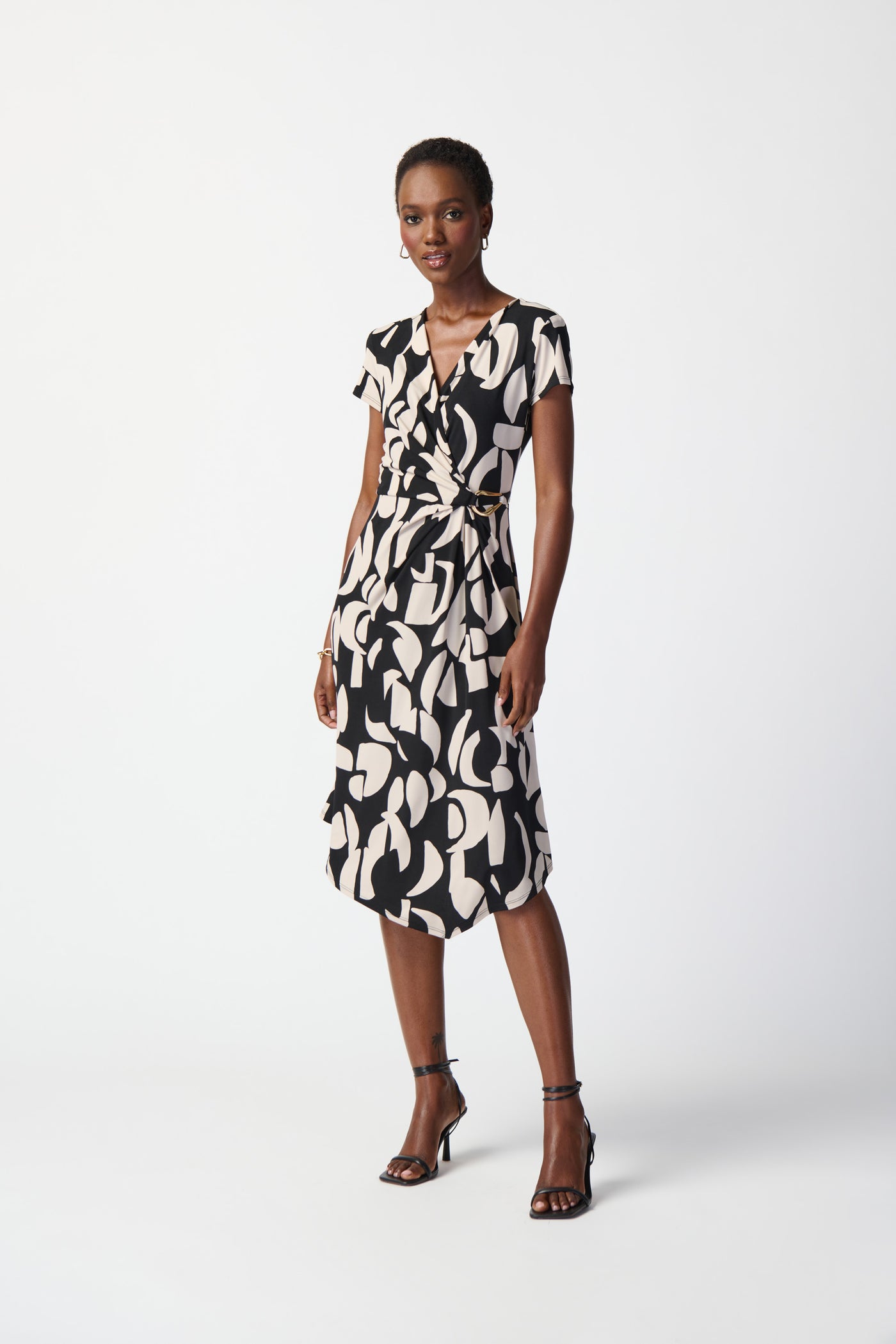 Joseph Ribkoff Abstract Print Silky Knit Wrap Dress 