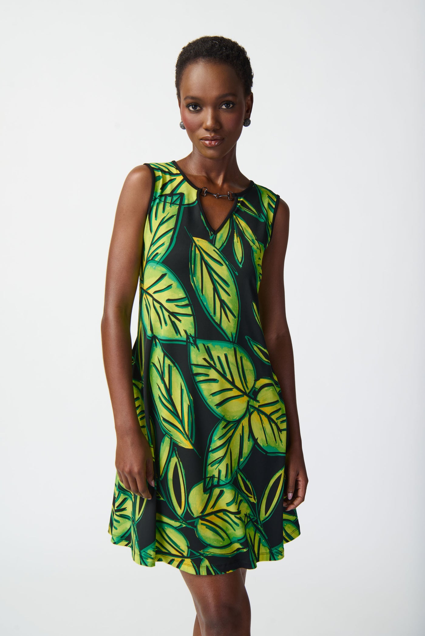 Joseph Ribkoff Tropical Print Silky Knit A-Line Dress