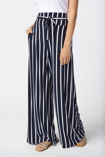 Joseph Ribkoff Striped Silky Knit Wide-Leg Pants 