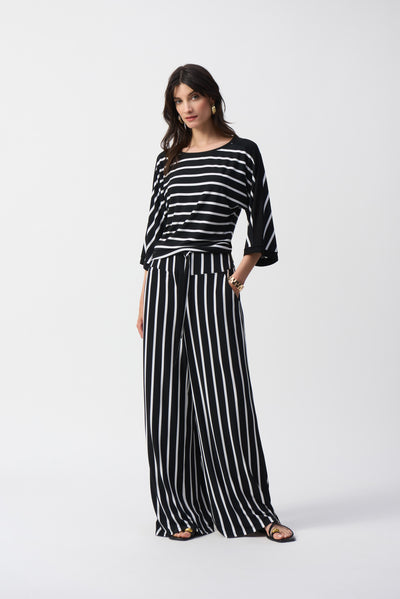 Striped Silky Knit Wide-Leg Pants Joseph Ribkoff