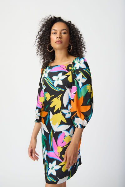 Joseph Ribkoff Floral Print Satin Dress