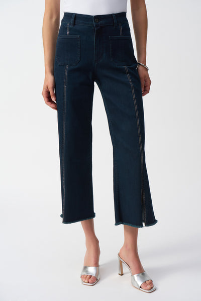 Culotte Jeans With Embellished Front Seam Joseph Ribkoff