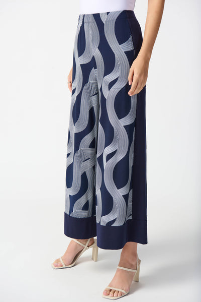 Silky Knit Abstract Print Wide-Leg Pants Joseph Ribkoff