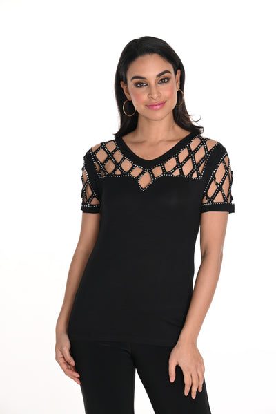 V-Neck Jeweled Top Frank Lyman