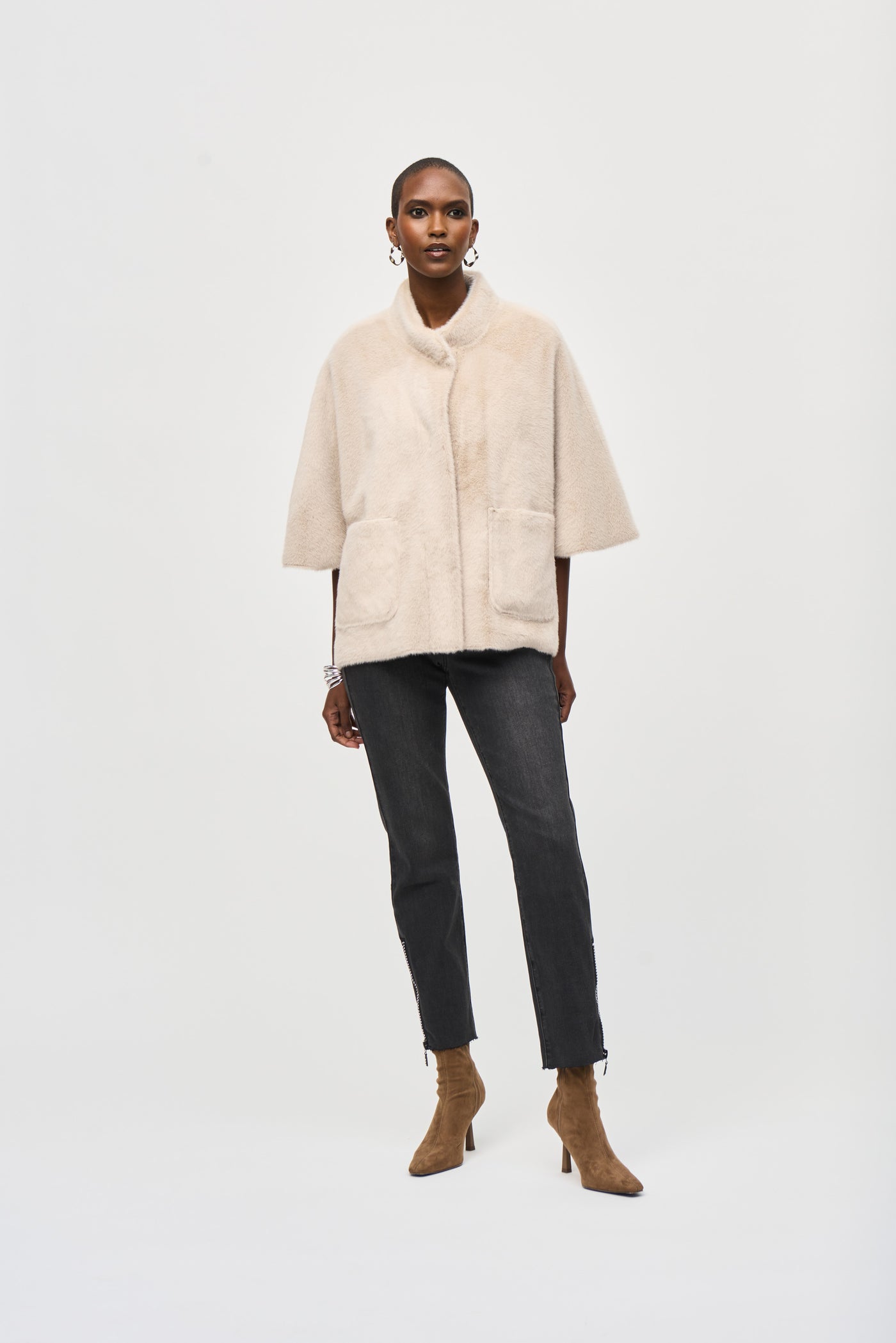 Bonded Faux Fur Suede Jacket Joseph Ribkoff