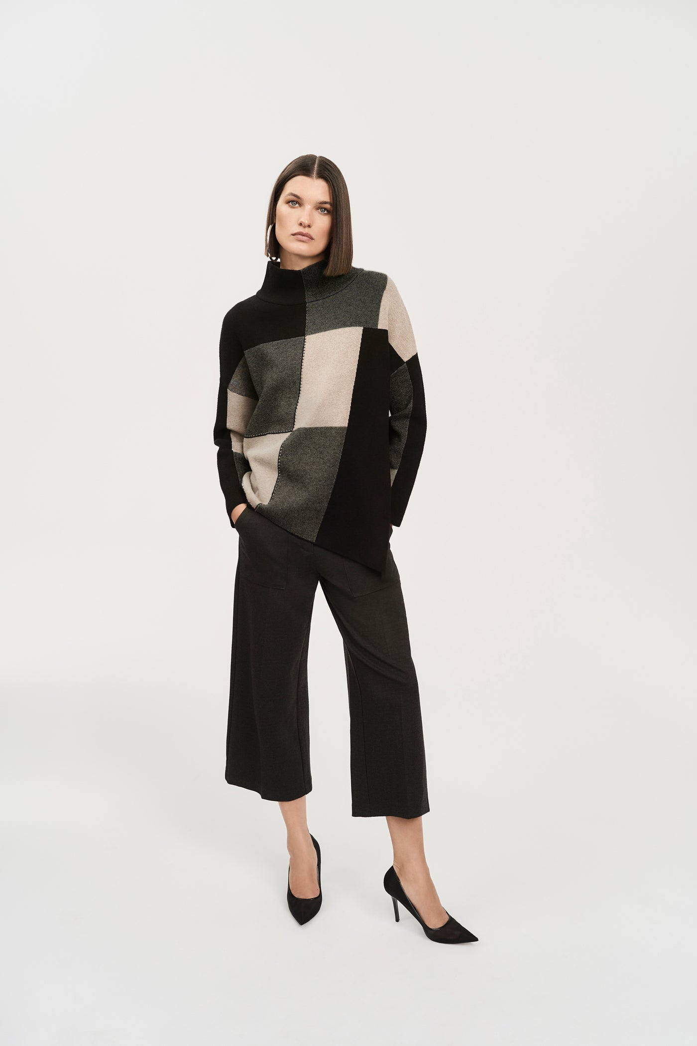 Color-Block Jacquard Knit Pullover Joseph Ribkoff