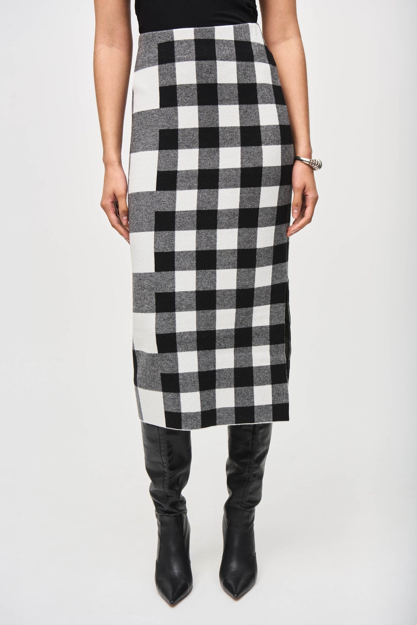 Plaid Jacquard Knit Skirt Joseph Ribkoff