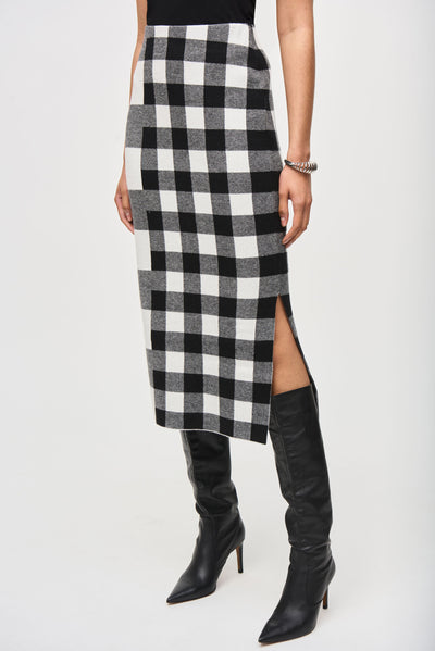 Plaid Jacquard Knit Skirt Joseph Ribkoff