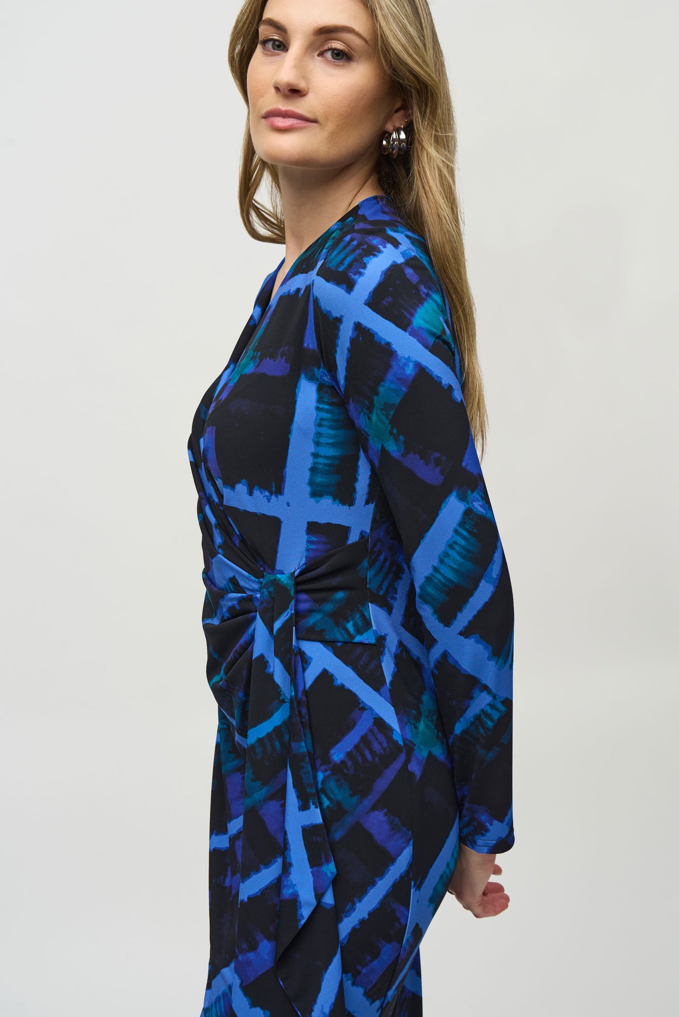 Silky Knit Abstract Print Wrap Dress Joseph Ribkoff