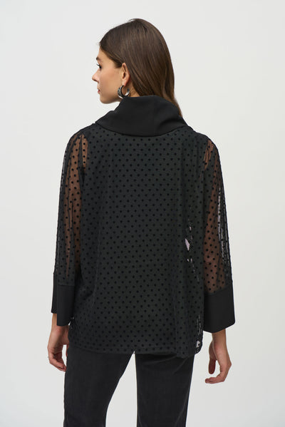 Dot Mesh And Silky Knit Layered Tunic Joseph Ribkoff