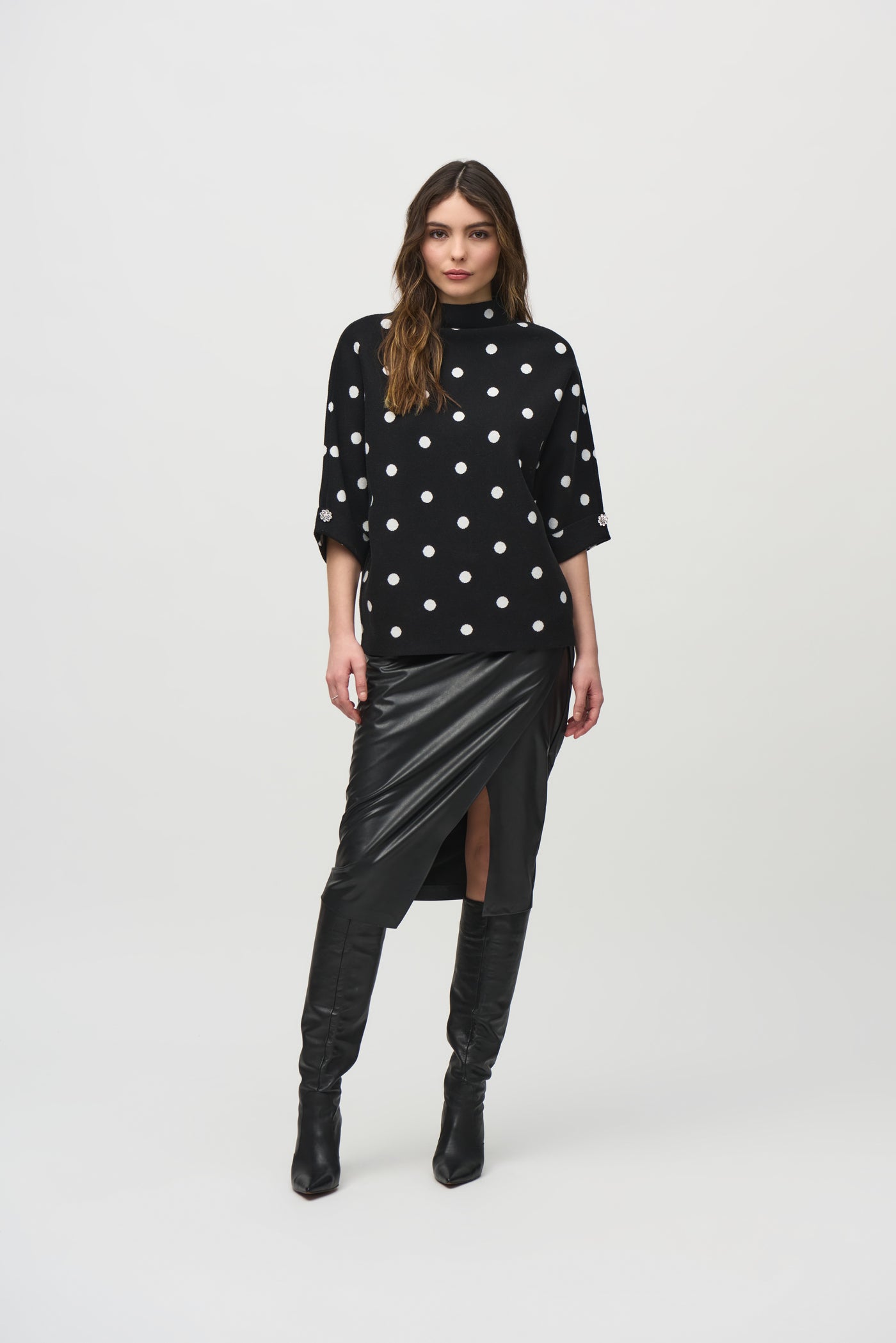 Jacquard Sweater Dot Print Top Joseph Ribkoff