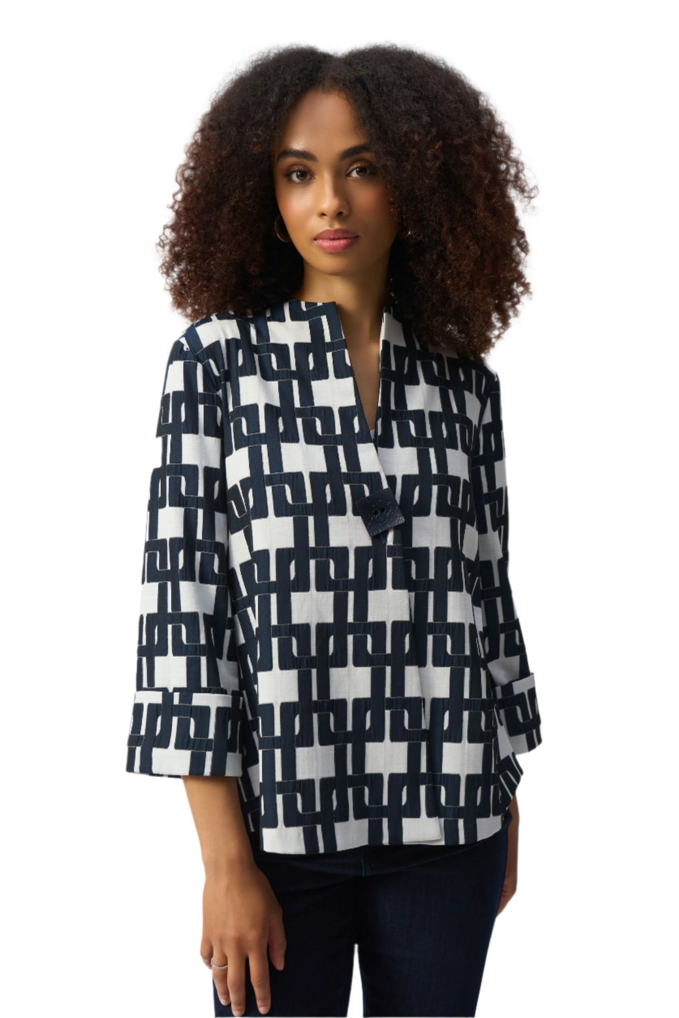 Geometric Jacquard Trapeze Jacket Joseph Ribkoff