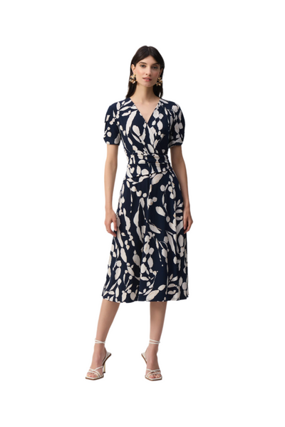 Silky Knit Abstract Print Wrap Dress Joseph Ribkoff