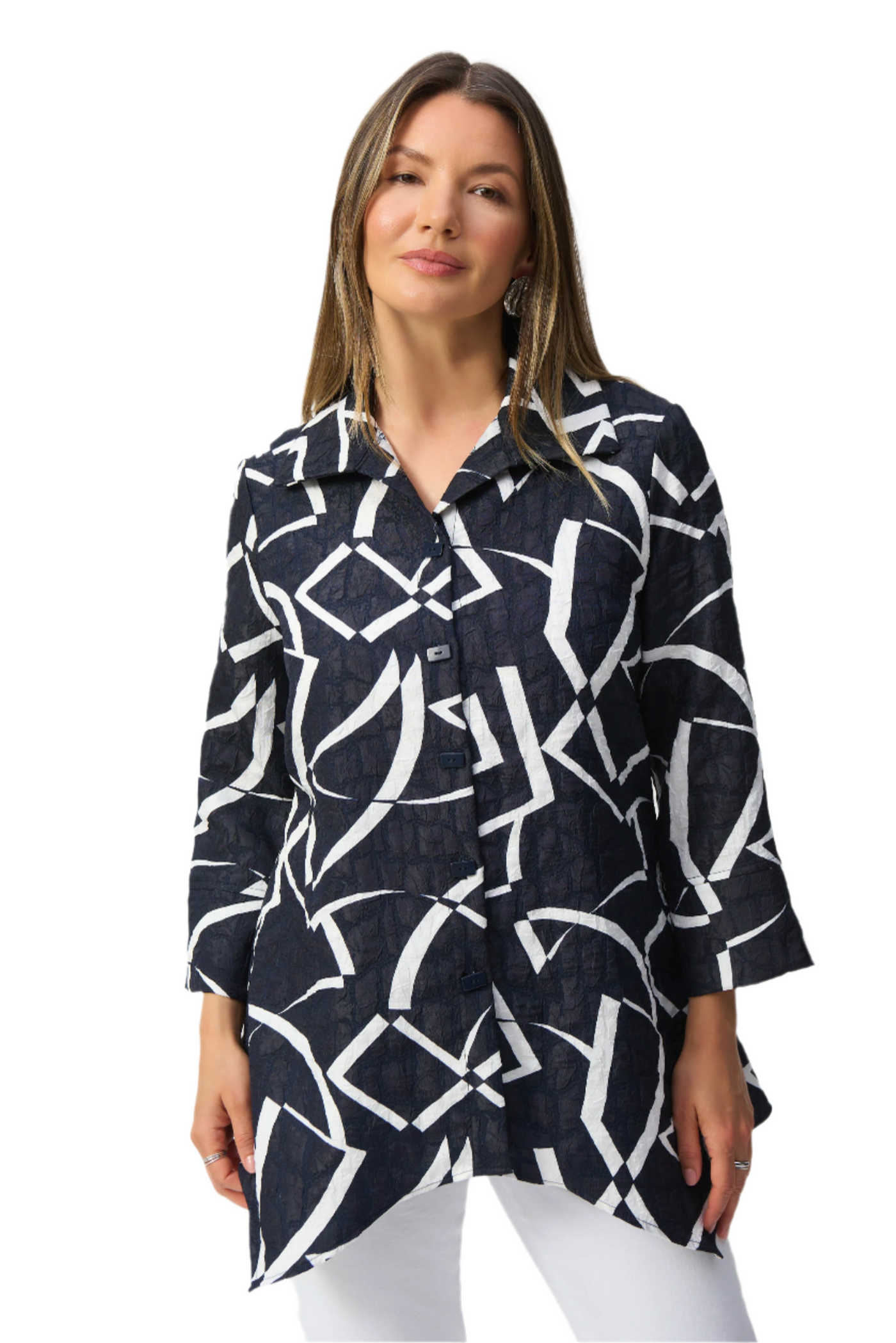 Jacquard Abstract Print Handkerchief Jacket Joseph Ribkoff