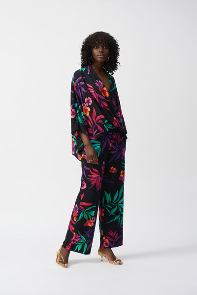 Silky Knit Tropical Print Wide-Leg Pants Joseph Ribkoff