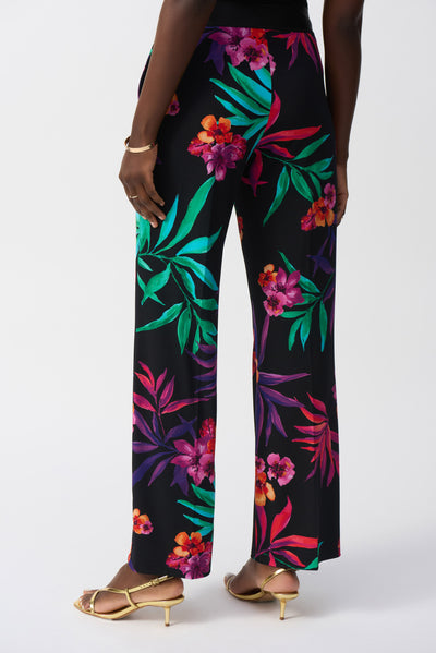 Silky Knit Tropical Print Wide-Leg Pants Joseph Ribkoff