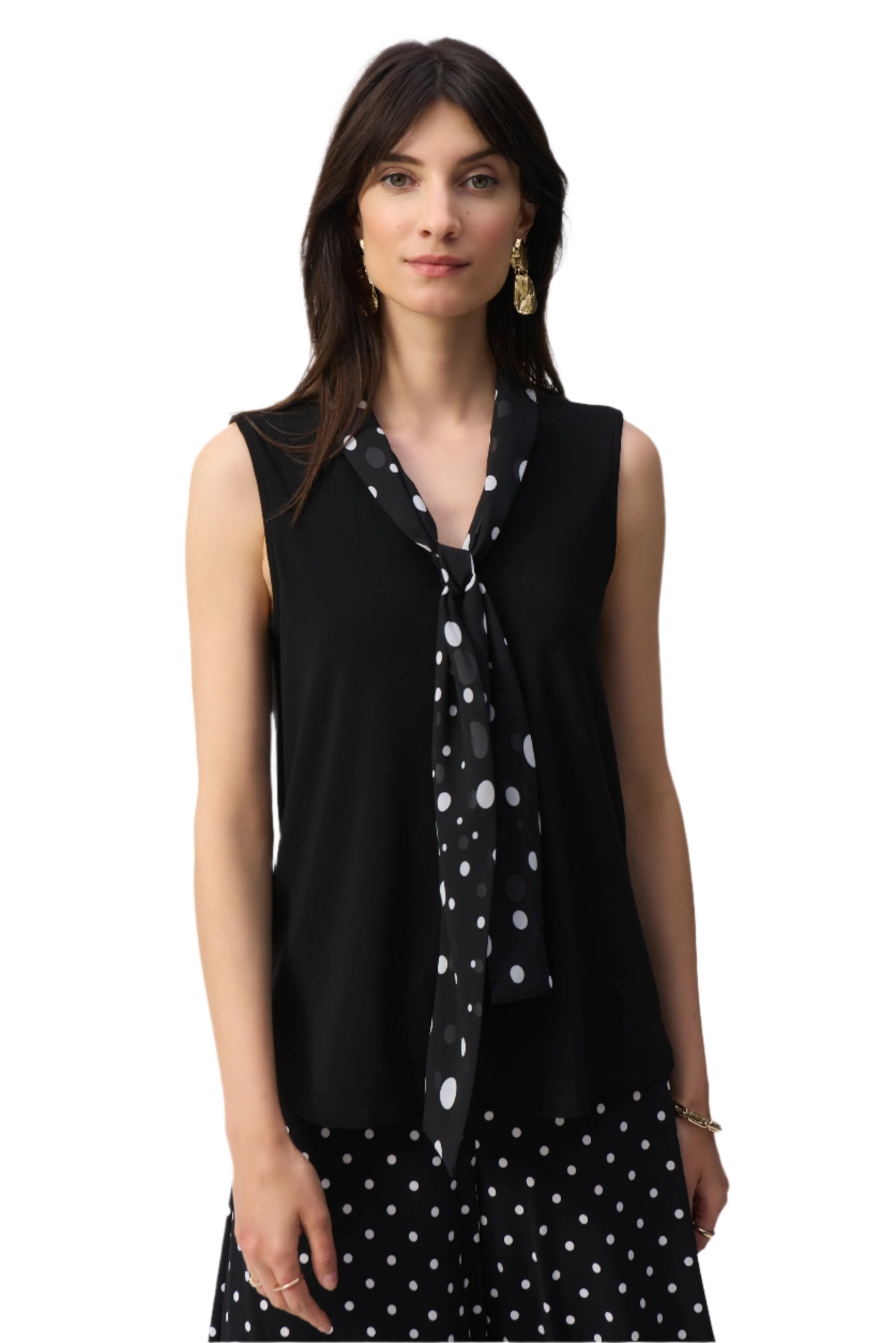 Silky Knit Top With Dot Tie Joseph Ribkoff