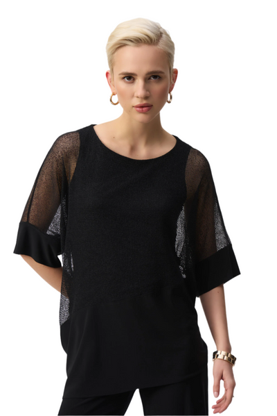 Mesh And Silky Knit Cocoon Top Joseph Ribkoff