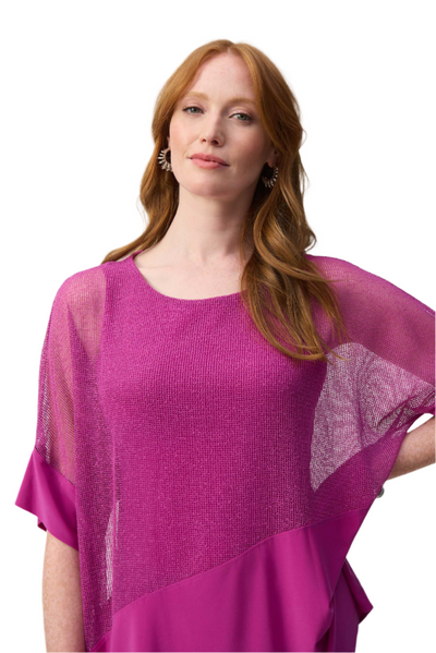 Mesh And Silky Knit Cocoon Top Joseph Ribkoff