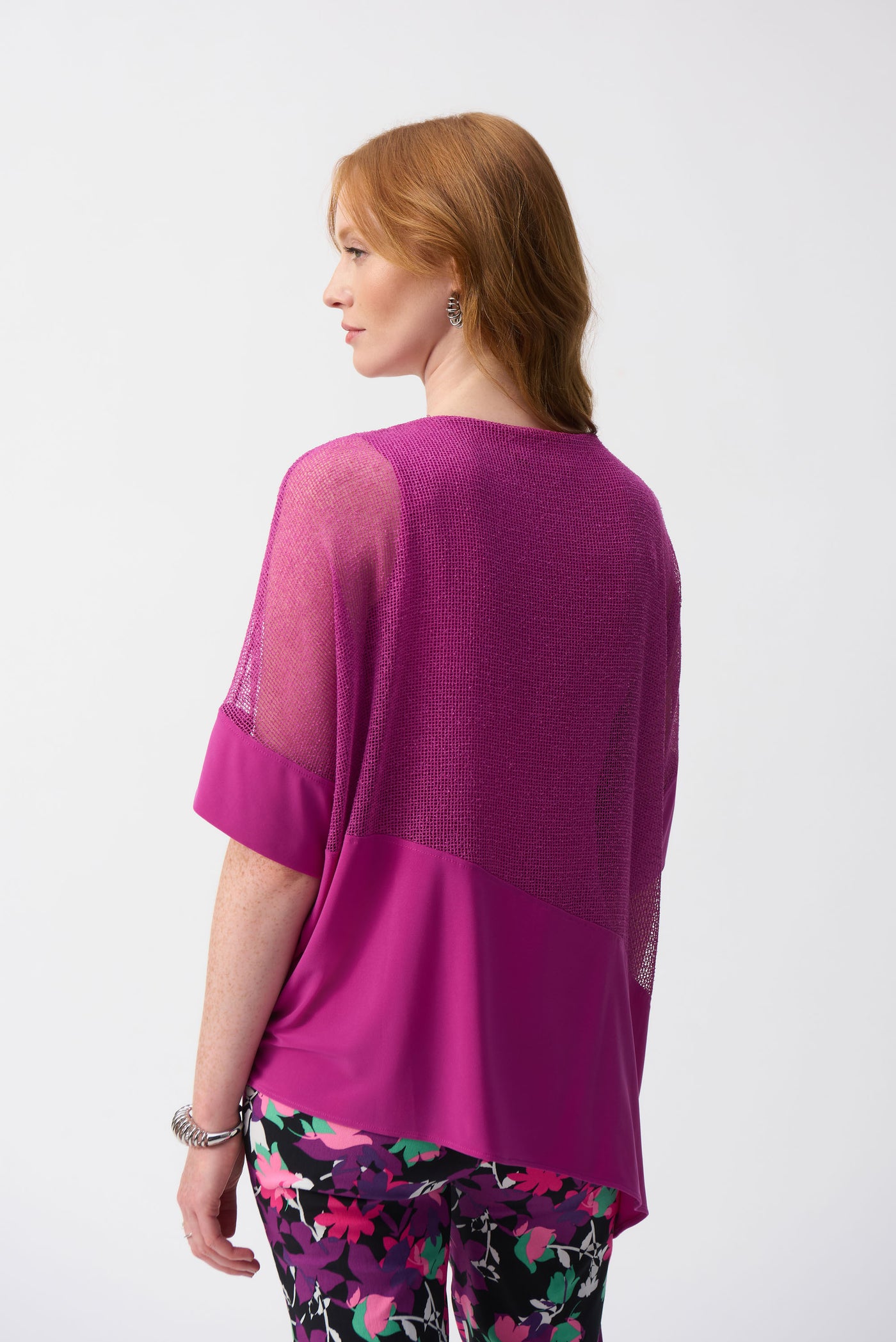 Mesh And Silky Knit Cocoon Top Joseph Ribkoff