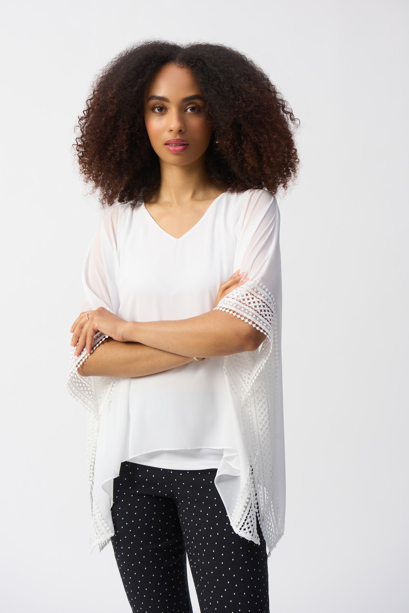 Chiffon And Silky Knit Poncho Top Joseph Ribkoff