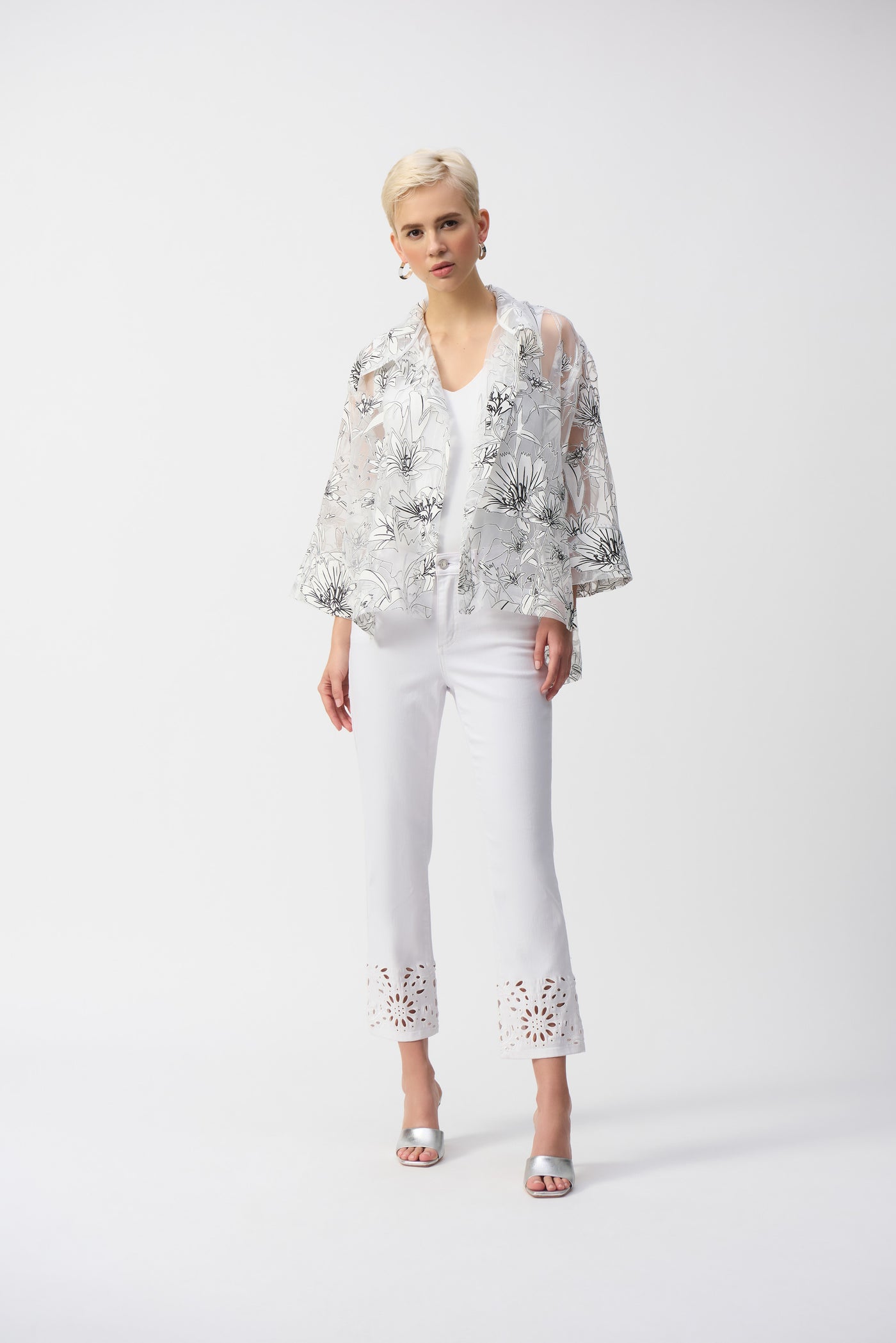 Organza Floral Print Boxy Cover-Up Joseph Ribkoff