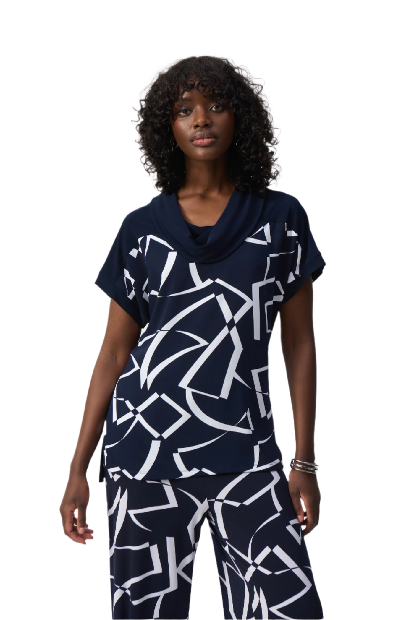 Woven Abstract Print Boxy Top Joseph Ribkoff