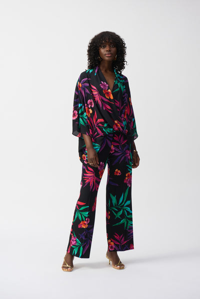 Georgette Tropical Print Wrap Top Joseph Ribkoff