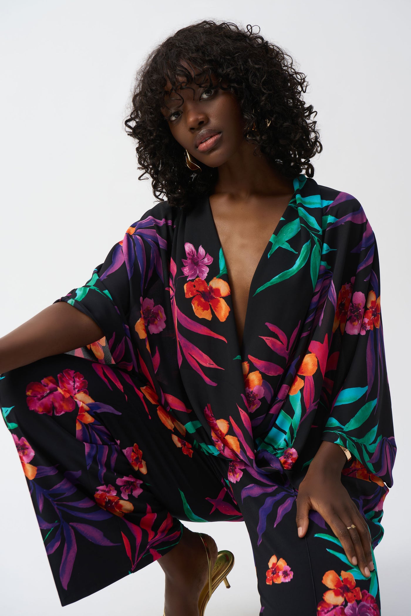 Georgette Tropical Print Wrap Top Joseph Ribkoff