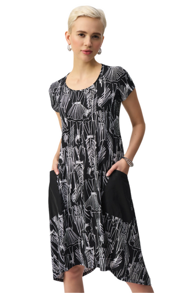 Silky Knit Conversasional Print Cocoon Dress Joseph Ribkoff