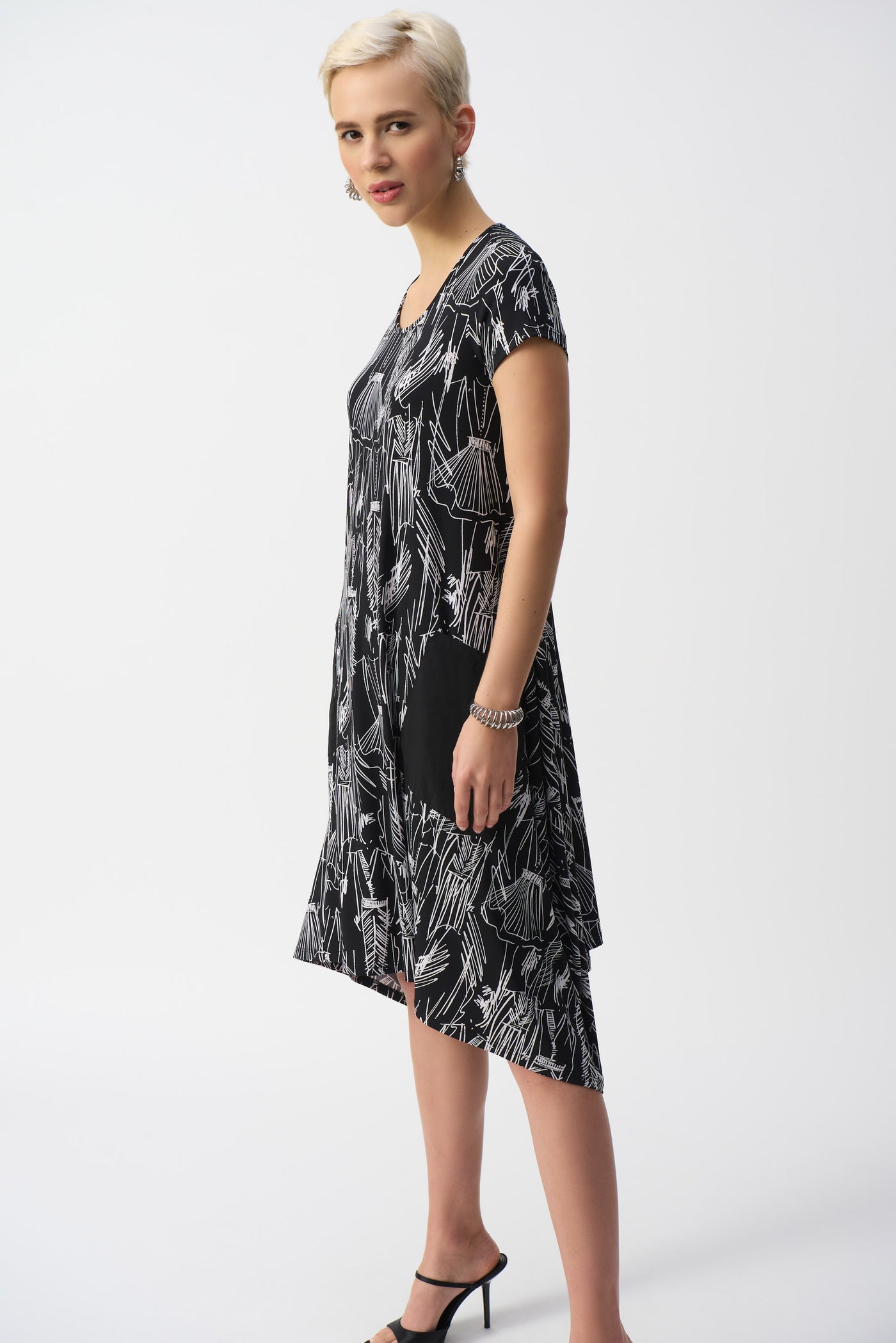 Silky Knit Conversasional Print Cocoon Dress Joseph Ribkoff