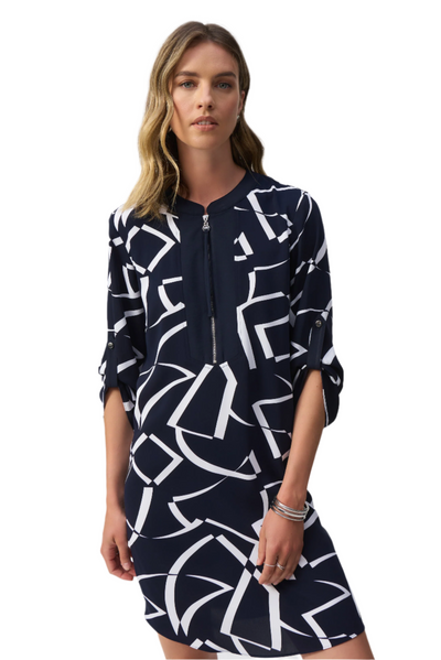 Woven Geometric Print Straight Dress Joseph Ribkoff