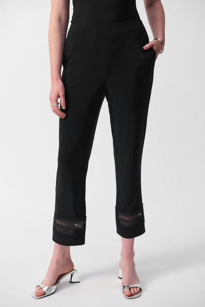 Silky Knit Straight Pants With Guipure Detail Joseph Ribkoff