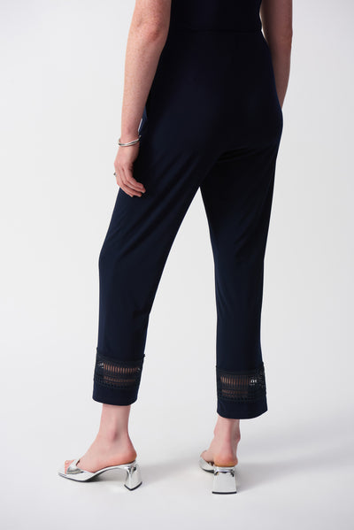 Silky Knit Straight Pants With Guipure Detail Joseph Ribkoff