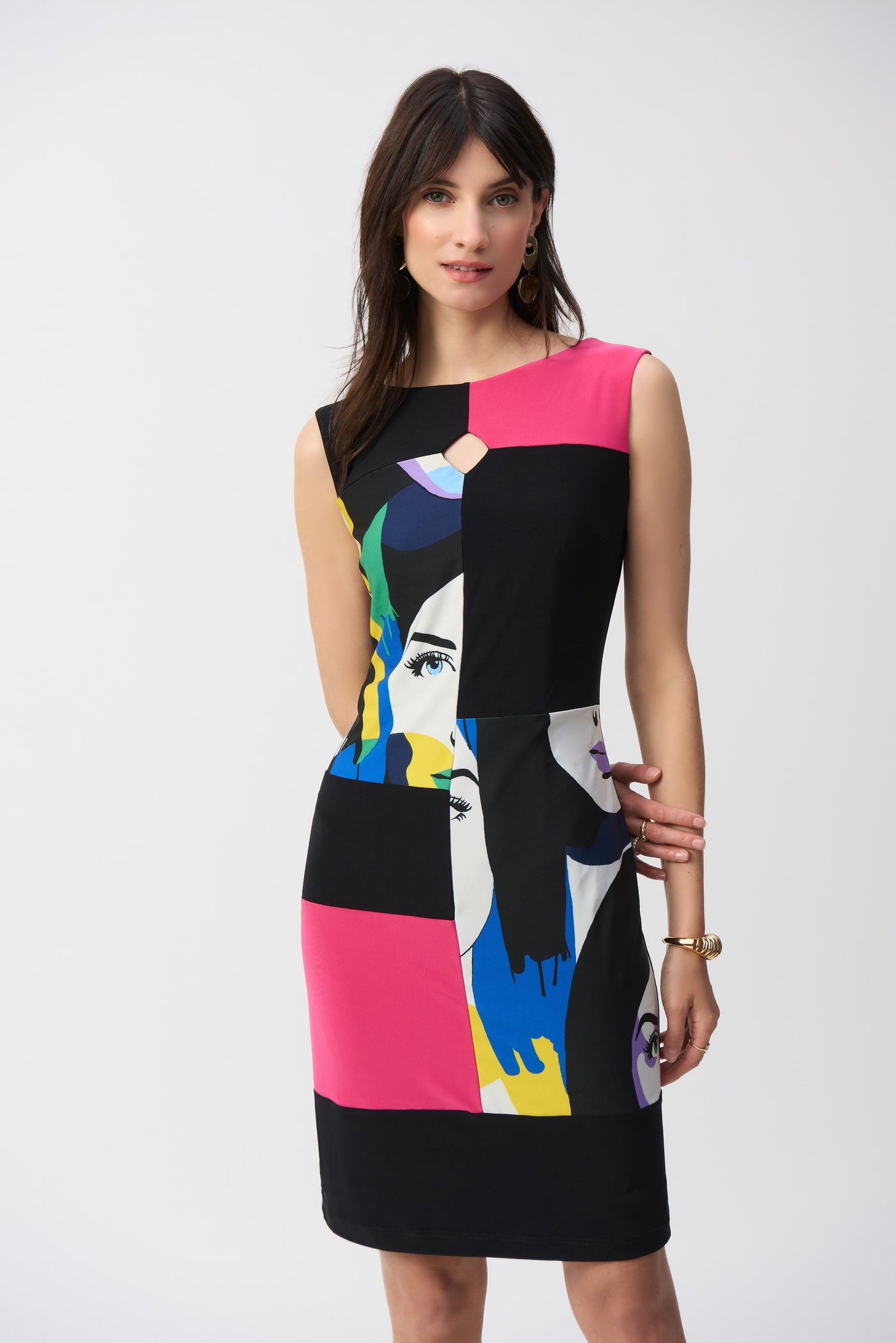 Silky Knit Color Block Sheath Dress Joseph Ribkoff