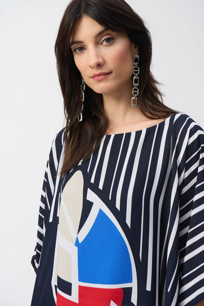 Georgette Abstract Print Poncho Top Joseph Ribkoff