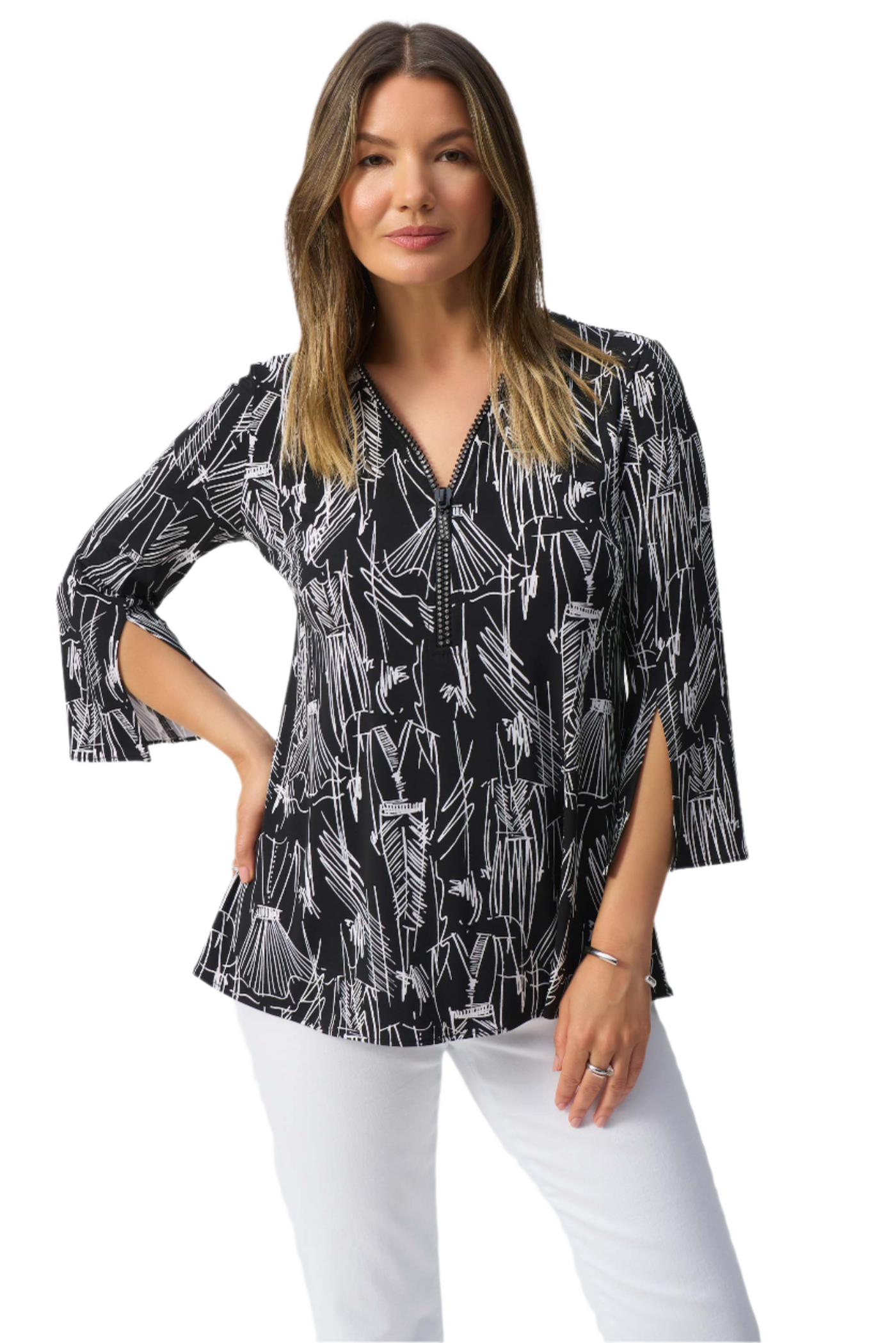 Silky Knit Conversational Print Tunic Joseph Ribkoff