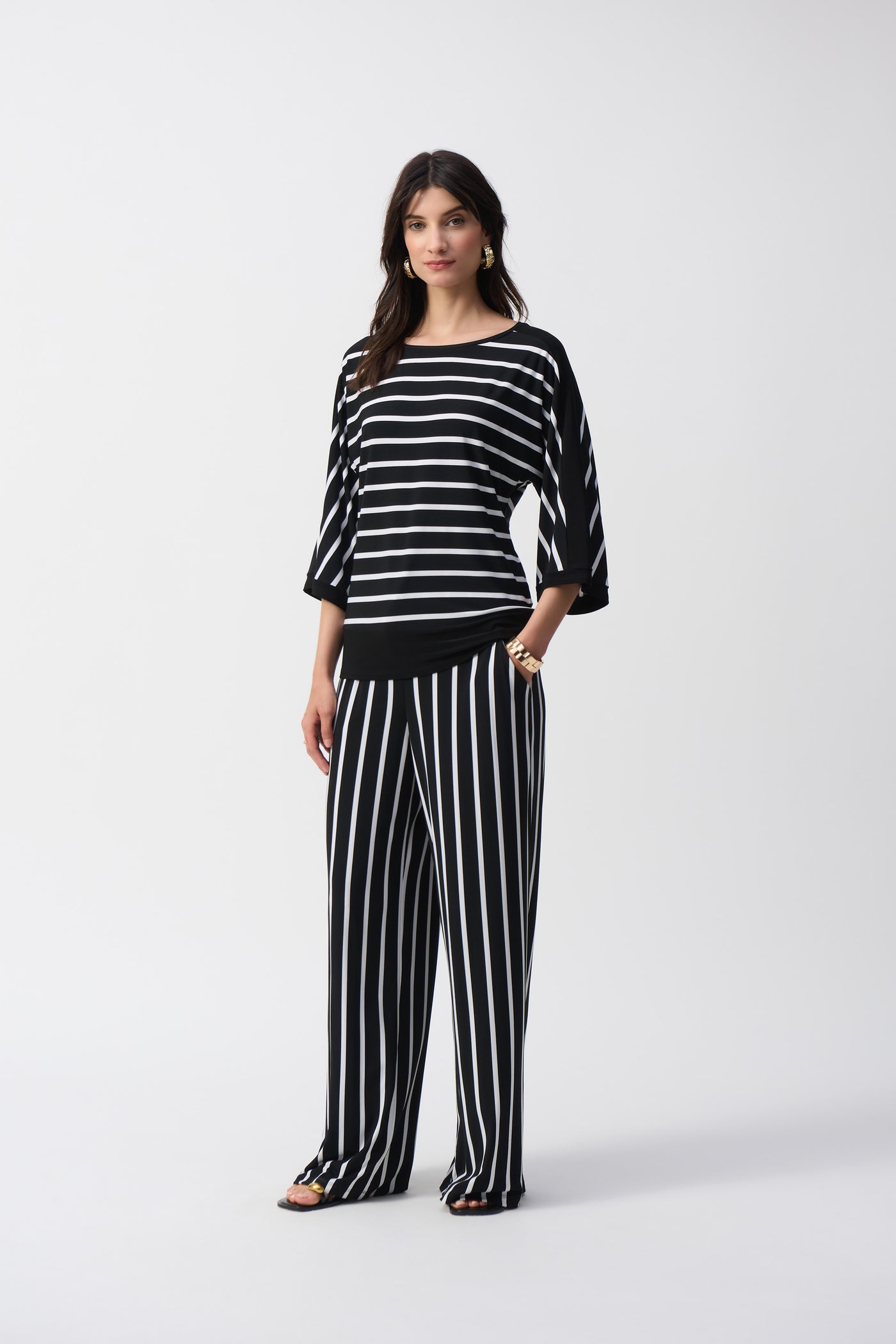 Silky Knit Stripe Print Fitted Top Joseph Ribkoff