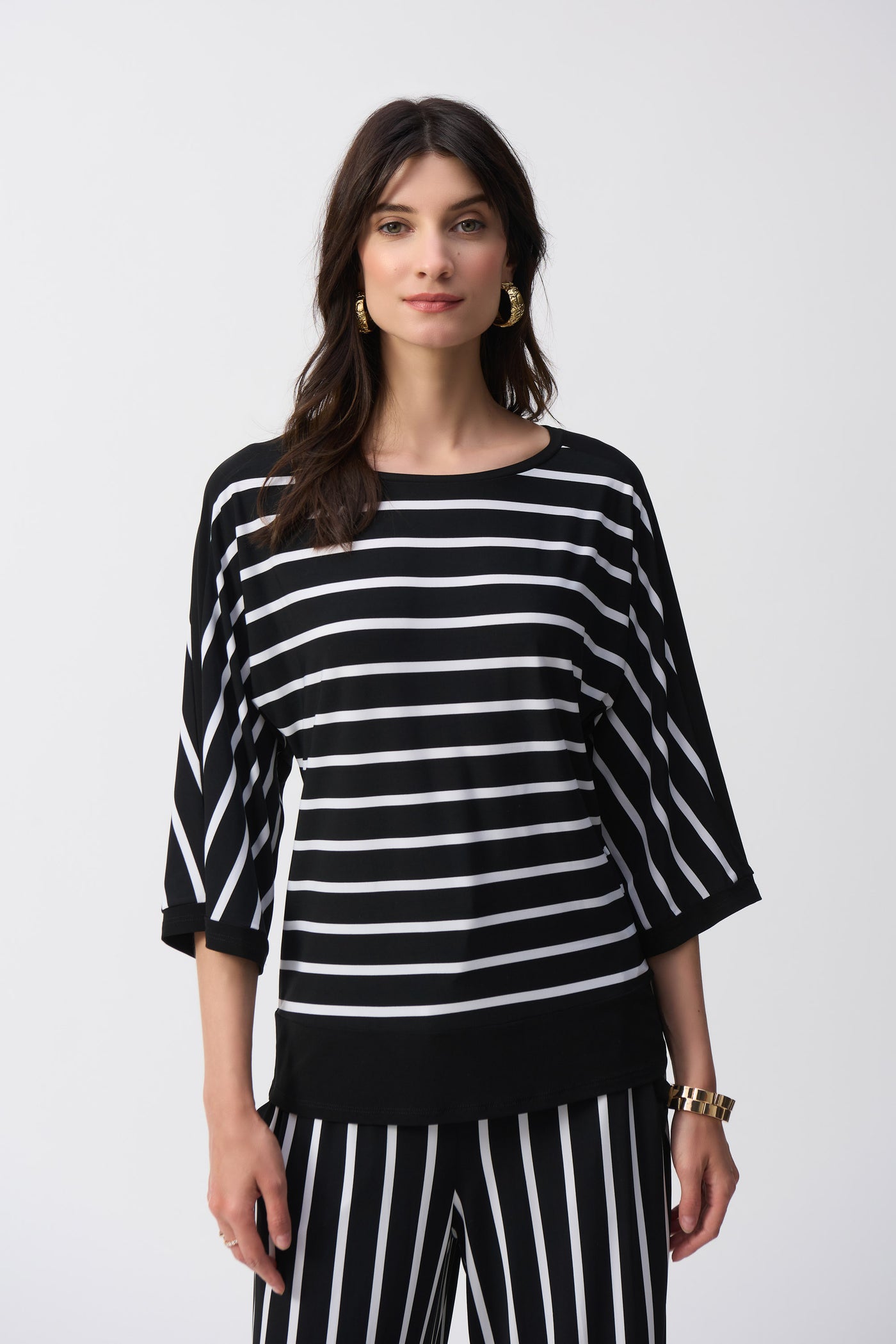 Silky Knit Stripe Print Fitted Top Joseph Ribkoff