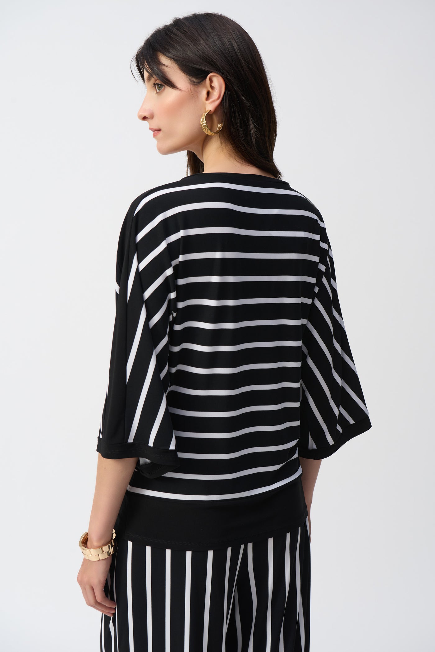 Silky Knit Stripe Print Fitted Top Joseph Ribkoff