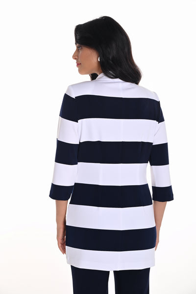 Striped Open-Front Blazer with Zip Pockets Frank Lyman