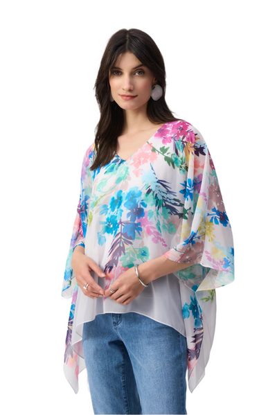 Chiffon Floral Print Poncho Top Joseph Ribkoff