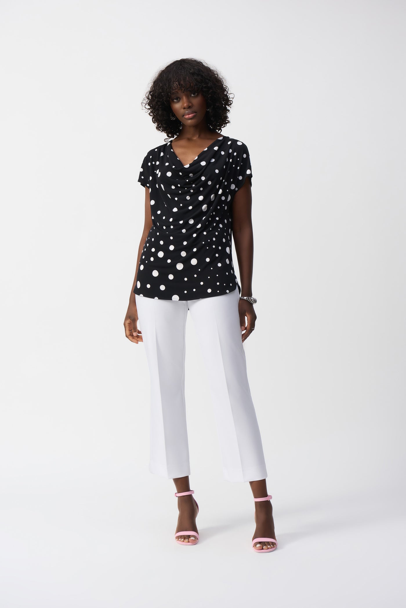 Silky Knit Dot Print Short Sleeve Top Joseph Ribkoff